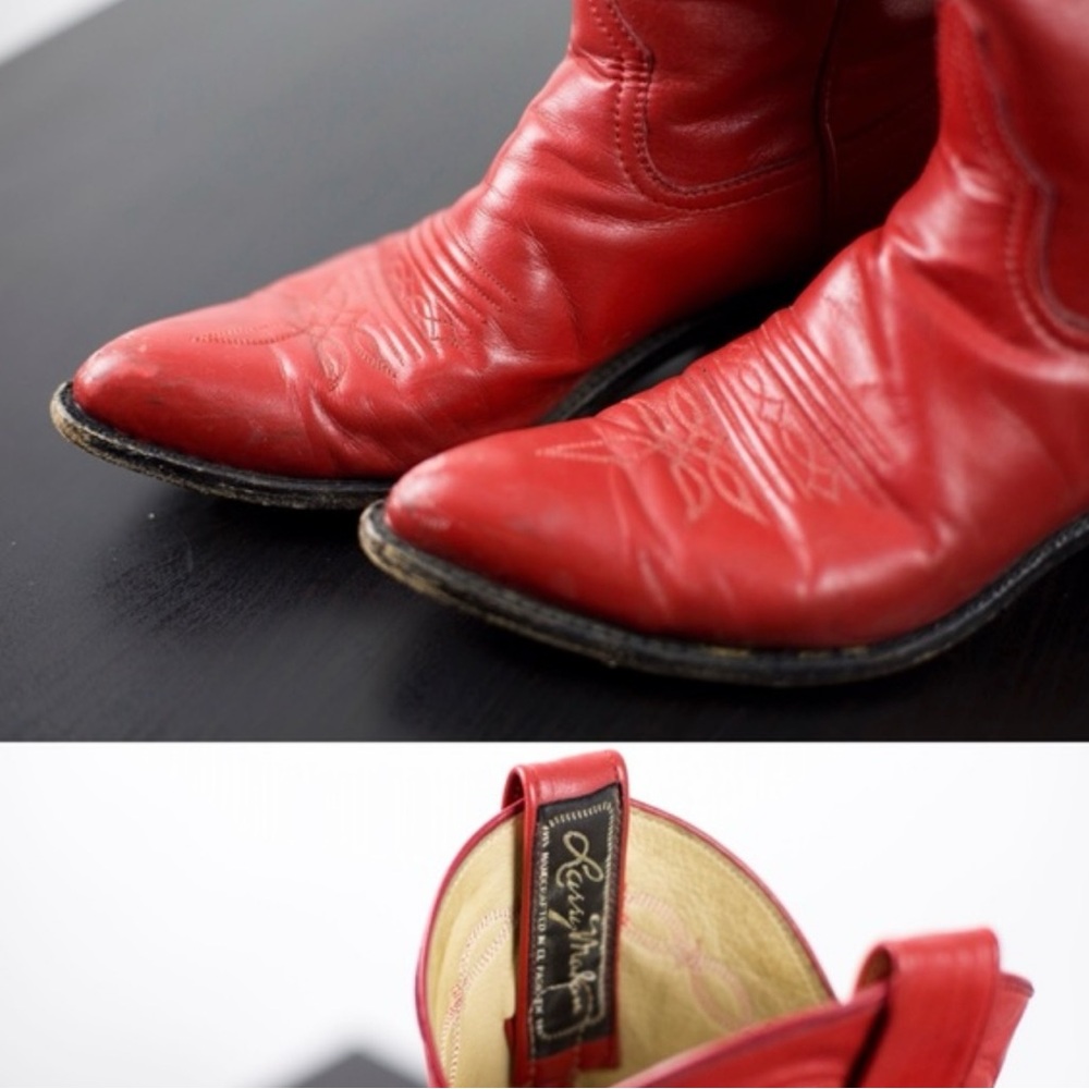 Vintage Larry Mahan Red Cowboy Boots - Picture 3 of 4